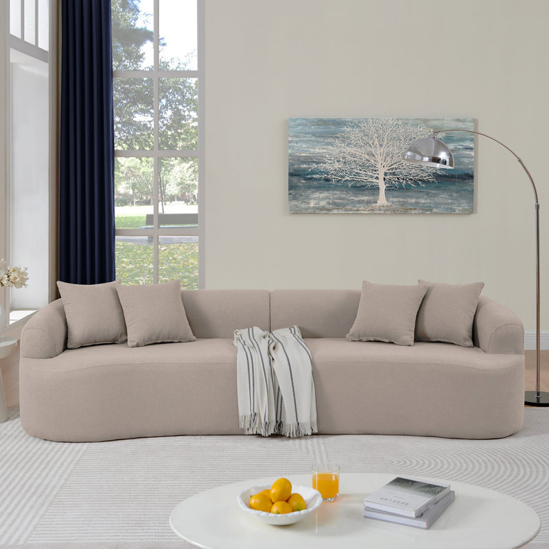 Canapé modulaire incurvé modulaire en tissu de laine d'agneau, style minimaliste moderne, comprimé (aucun assemblage requis), confortable pour le salon et la chambre à coucher