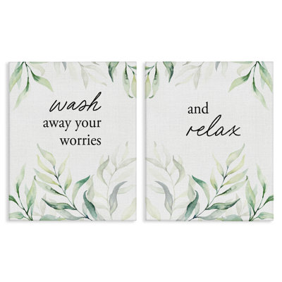 Ensemble de 2 mots sur toile de verdure apaisante pour la salle de bain, design avec lettres et doublure