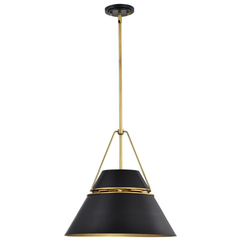 Luminaire suspendu conique à 3 lumières Marchie, Noir mat / Or