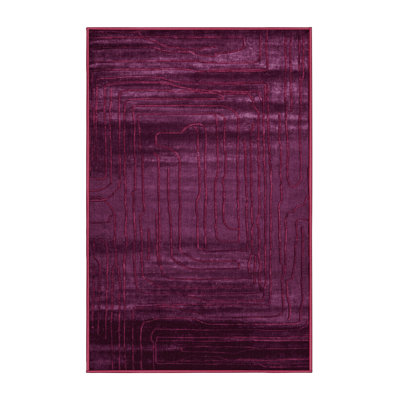 Machine Washable Abstract Purple Area Rug