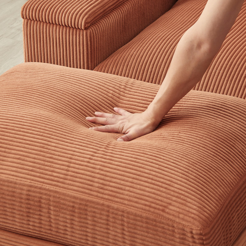 4 modulaires avec revêtement en velours côtelé et repose-pieds