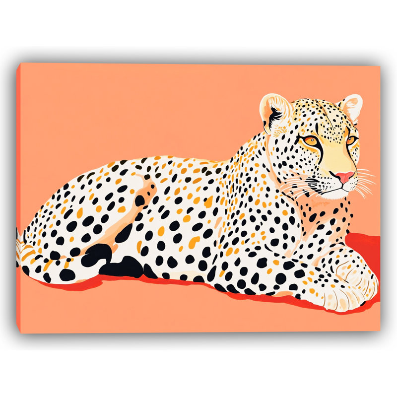 Art mural sur toile tendue Poised Cheetah on Coral, H 16 po x l 24 po