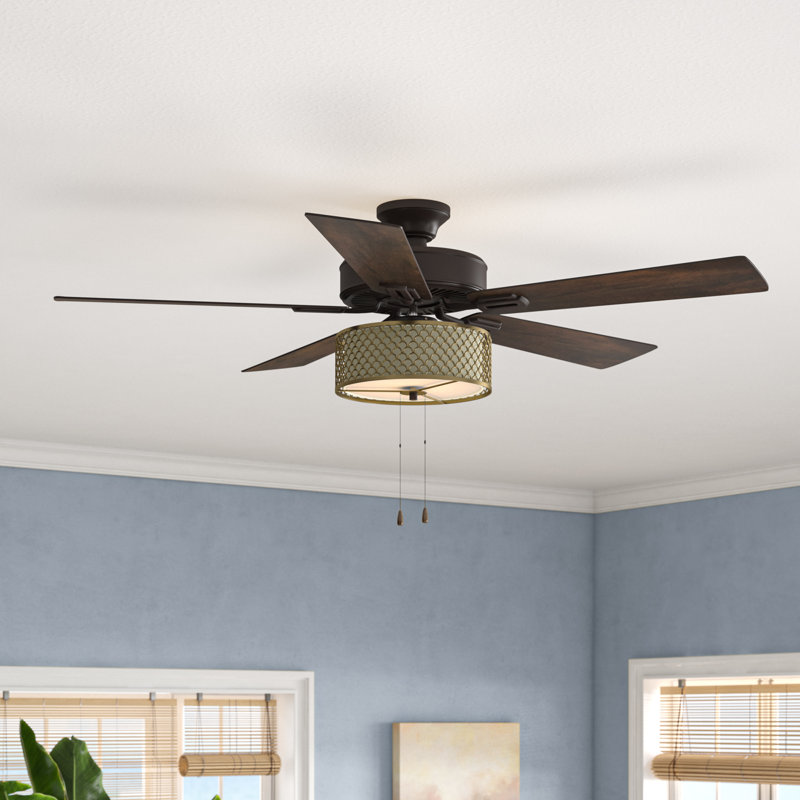 52"W Litza 5-Blade Bronzed Scallop Design Ceiling Fan