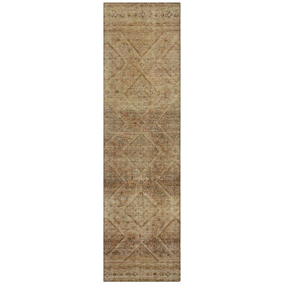 Machine Washable Indoor/Outdoor Xhevrie Khaki Rug
