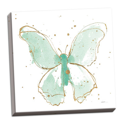 'Gilded Butterflies II Mint' Canvas Art