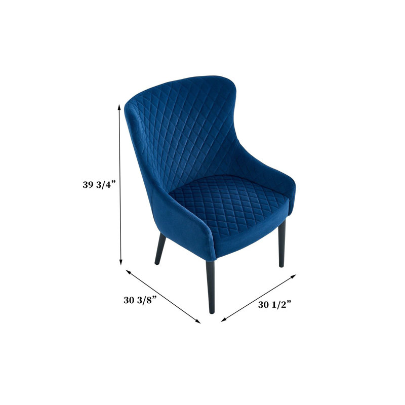 Chaise d'appoint 28 po Suanne, Bleu velours