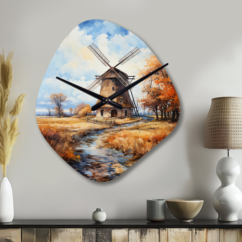 Mccullah Vangogh The Old Mill - horloge asymétrique en métal, impression d'horloge murale de forme unique, Petit