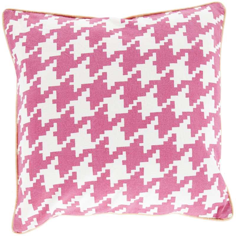  Cotton Geometric Throw Pillow, 22" H x 22" W x 4" D, Hot Pink, Down