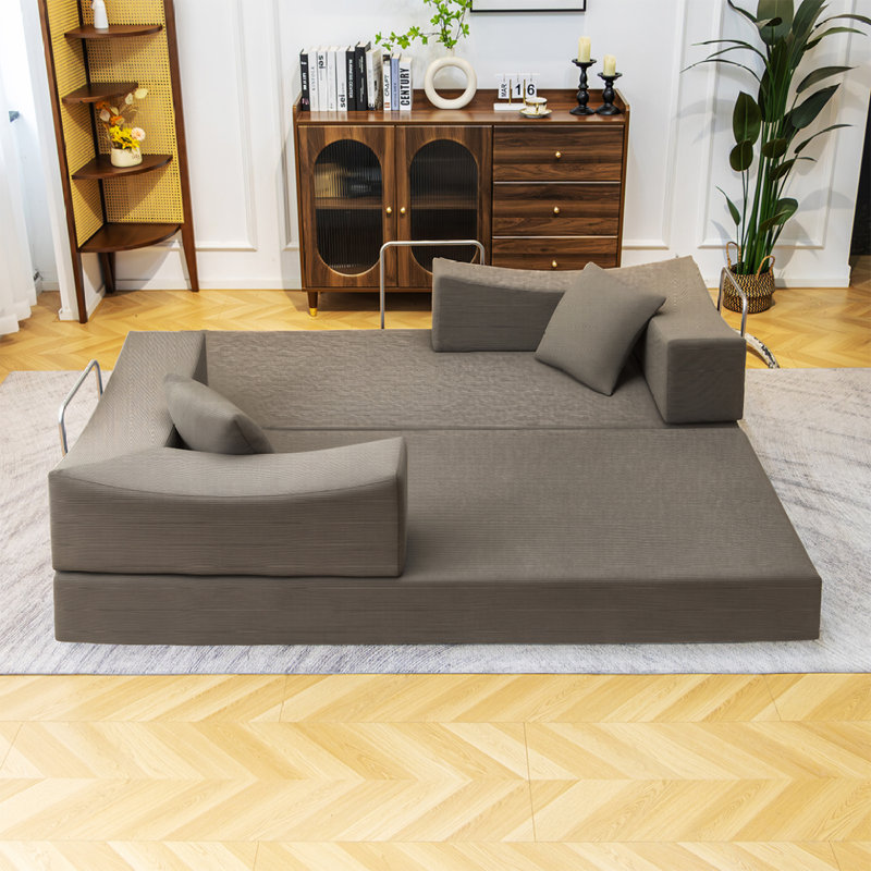 Canapé-lit modulaire convertible 2-en-1 avec matelas en mousse à mémoire de forme - aucun assemblage requis, canapé-lit peu encombrant pour salon, chambre à coucher, studio-B6006-LC