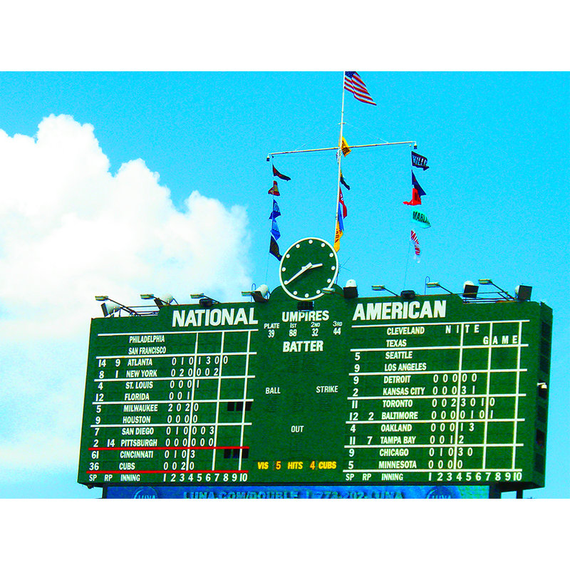 Wrigley Field Scoreboard, Chicago Illinois - reproduction de photo sur toile tendue, H 30 po x l 40 po x 1,5 po