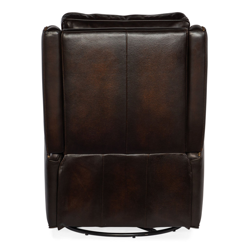 Elicce Leather Power Recliner, Brown Genuine Leather, Manual
