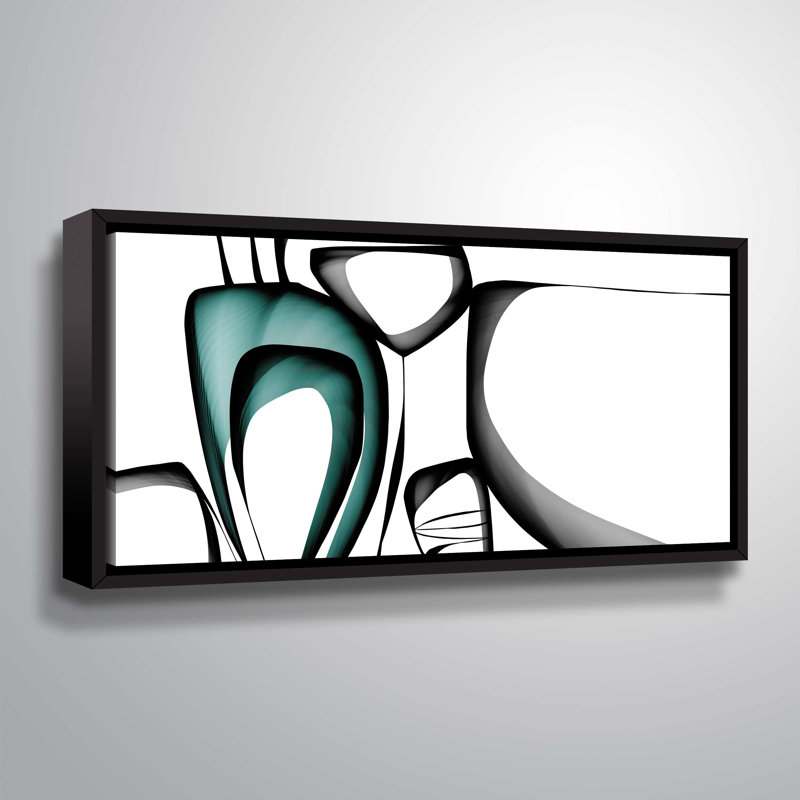 Makris «Mid Century Abstract 2», impression, Cadre noir, H 24 po x l 48 po x P 2 po