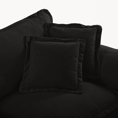 Modular U-Shape Cloud Sailboat Sectional Sofa with 2 Movable Ottomans and 2 Pillows, Black