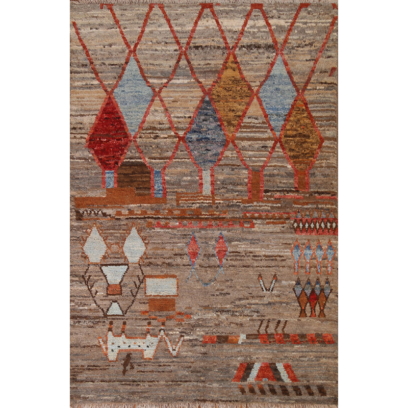 Tapis géométrique marocain fait à la main 6 x 8