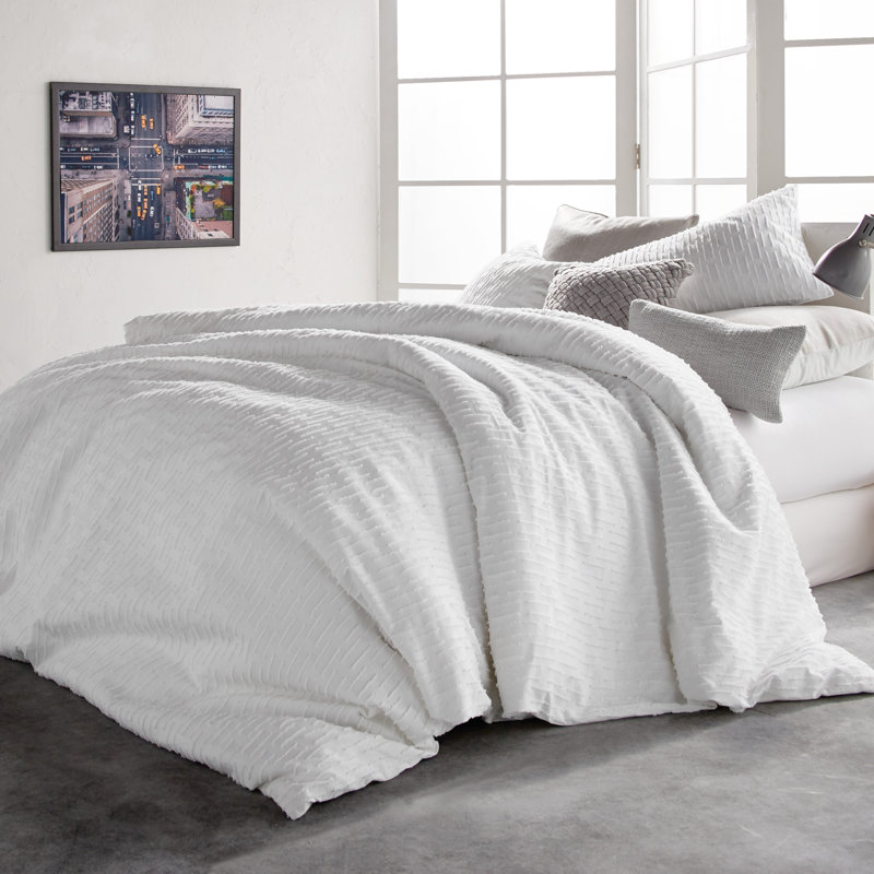 Housse de couette 100% coton 1 pièce DKNY Refresh, Blanc, Housse de couette double/grand