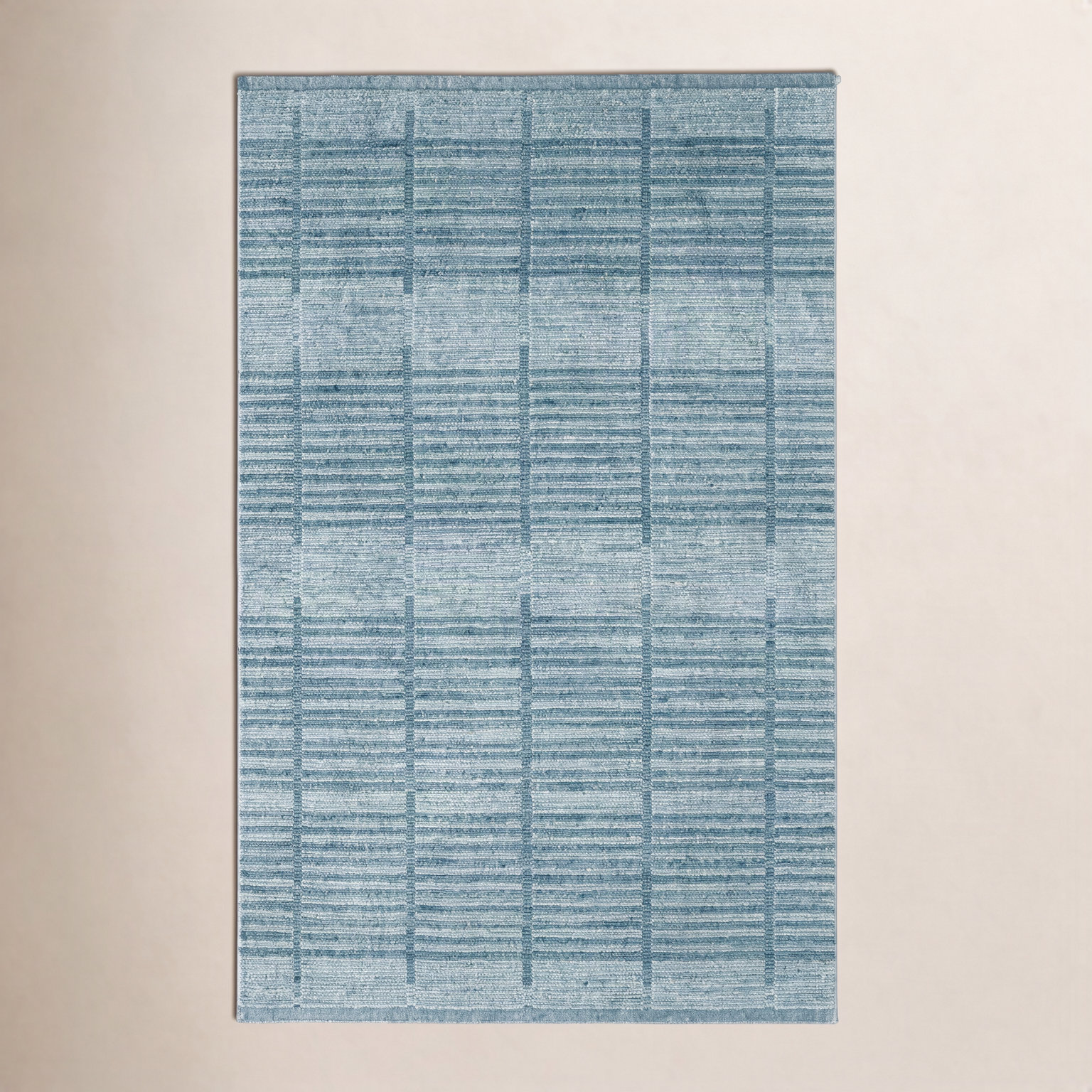Nona Blue Hand-Woven Geometric Rug, Blue, Rectangle 8' x 10'