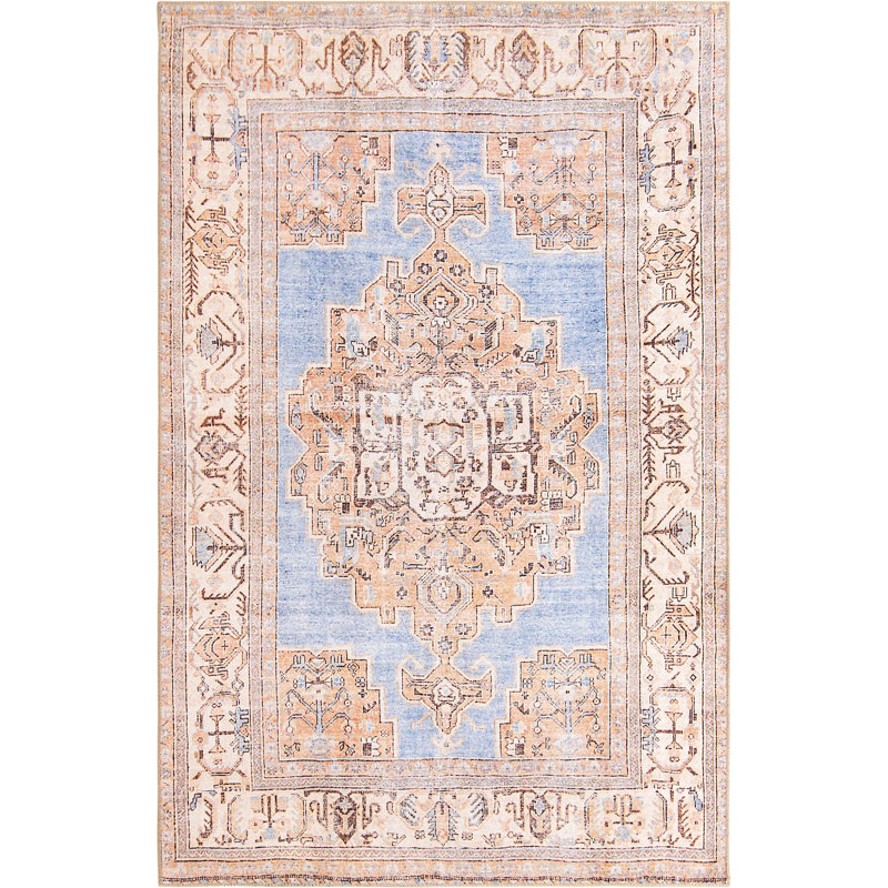 Tapis traditionnel bleu Mcclamma, Rectangle de 5 pi x 8 pi