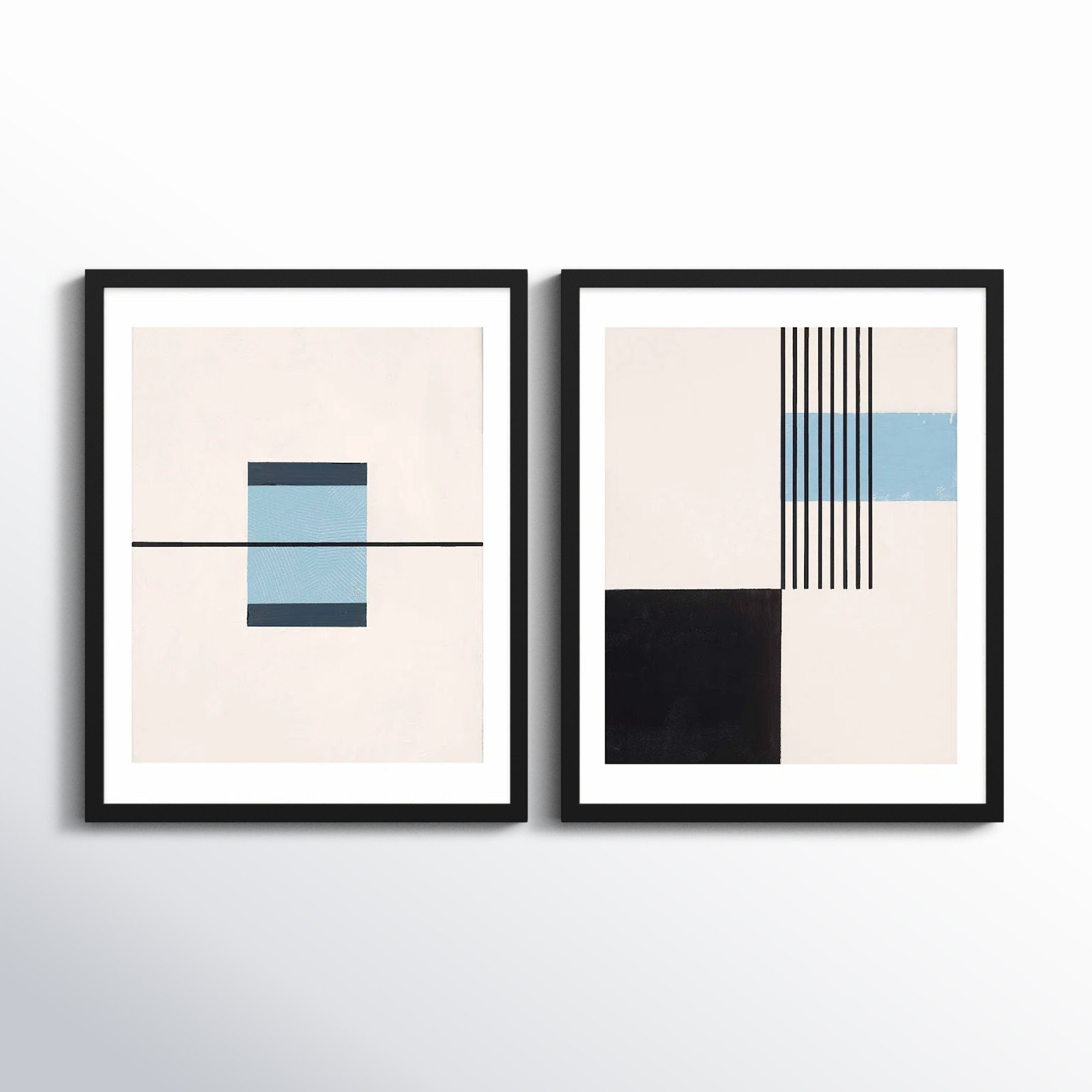 Black and Blue 2-Piece Print Set, Black, 38" H x 30" W x 1.25" D