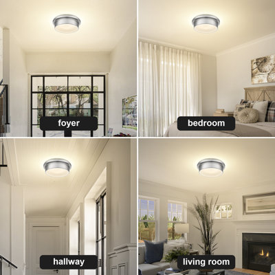 11 Inch Flush Mount Ceiling Light With Remote Control,25w Modern Ceiling Light Fixtures,dimmable 5cct & Brightness Led Lights For Bedroom And Hallway,round Glass Shade