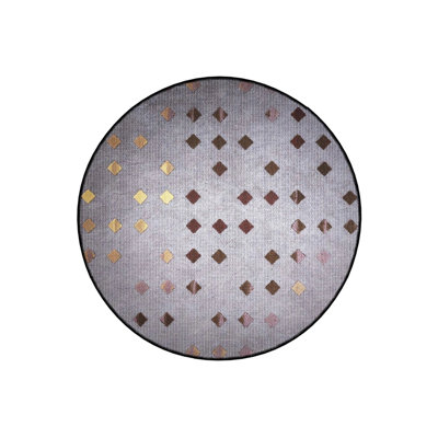 Light Gray Base Square Shapes Woven Base Decorative Carpet