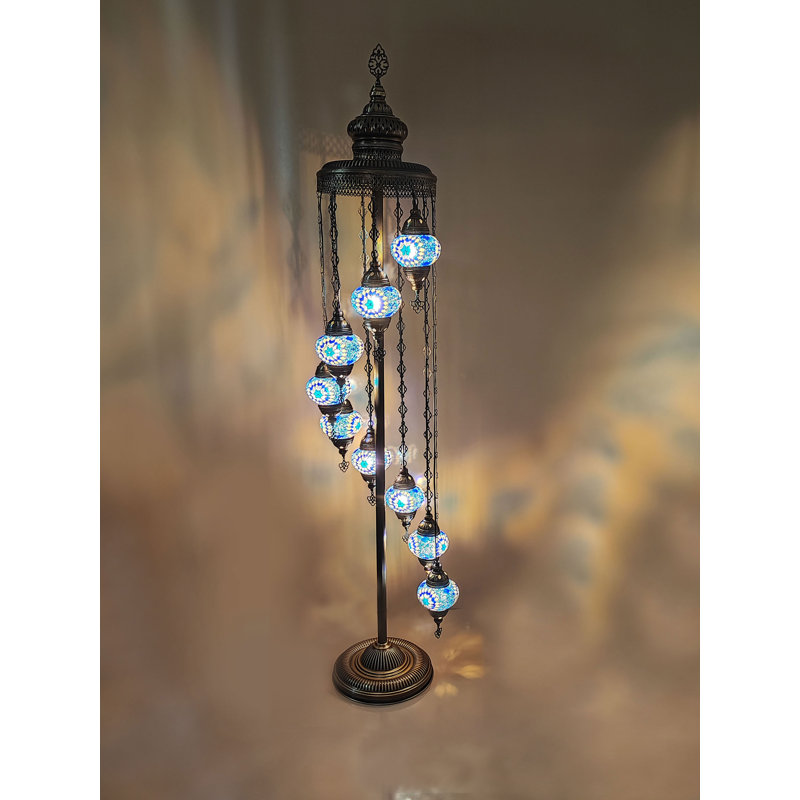 Lampe turque sur pied Bungalow Rose Mert, Bleu