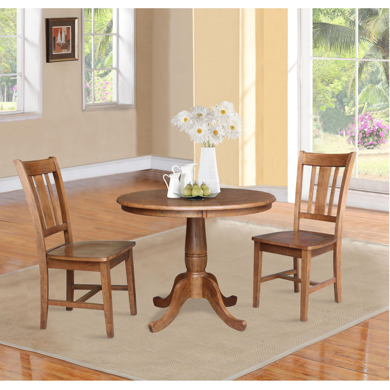 Erik 3 - Piece Solid Wood Dining Set, Distressed Oak