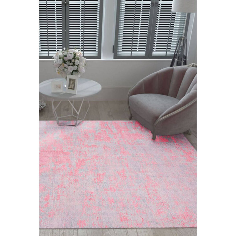 Gracie Oaks Juliette Abstract Machine Woven Pink Indoor / Outdoor Area ...