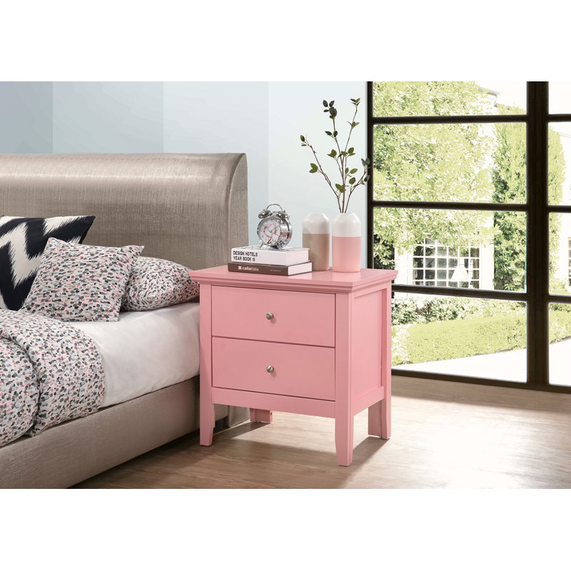 Table de chevet avec tiroirs Teal Elegance, Rose