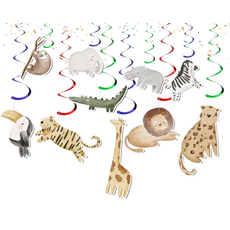 10 Pcs Jungle Animals Doodle Theme Streamers