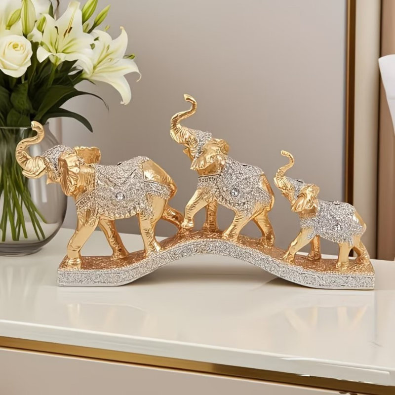 Statue Decor Figurines Elephants Figurine Elephant Statues For Home Decoration Lucky Elephant, Wine Rack, Statue Decoration Three Small Elephant Decorationentrance, Living Room, TV Cabinet, Wine Cabinet, Office, Auspicious Elephant Wealth Attracting