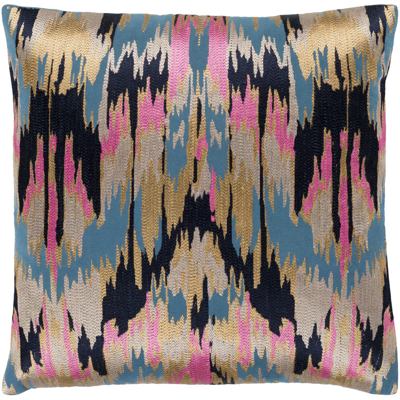 Golden Yellow and Red Cotton Square Pillow
