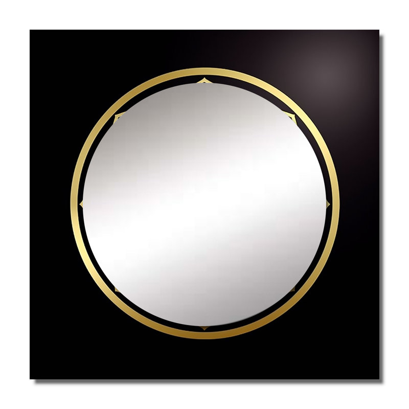 Sceau de géométrie sacrée en or sur fond noir II - art de miroir mural carré géométrique moderne, 23 po x 23 po
