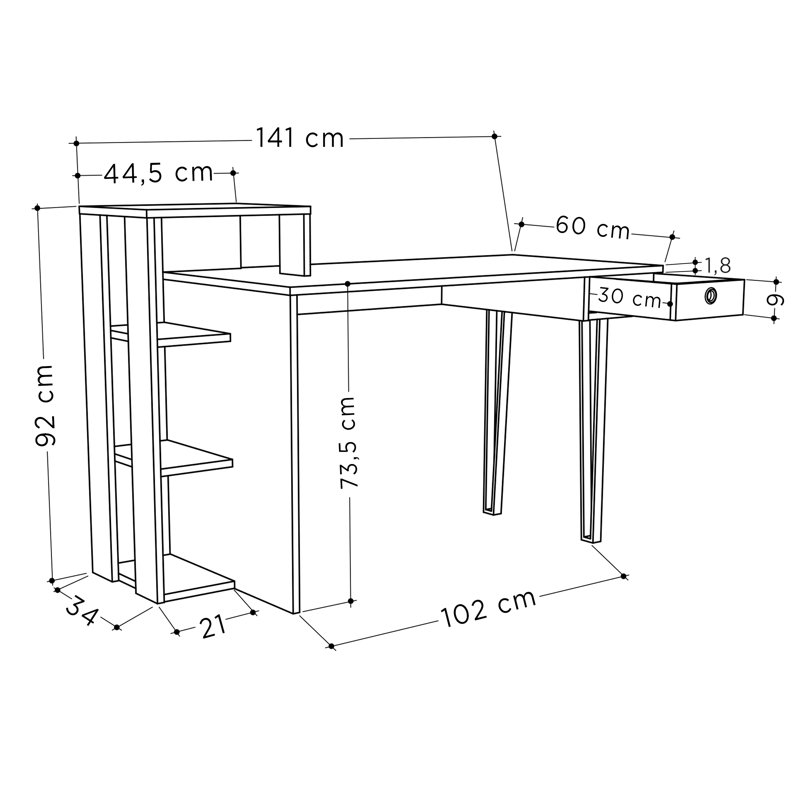 Ottar Writing Desk, White/Light Mocha
