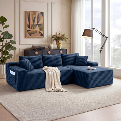 94.5" Cloud Modular Sectional Sofa Couch with L-Shape Chaise,Modern Minimalist Upholstered Couches for Living Room Bedroom,Deep Seat Corner Couch,No Assembly Required