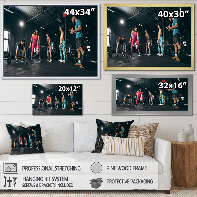 Entraînement de groupe d'intérieur de musculation sur toile, Cadre flottant noir, H 12 po x l 20 po x P 1 po