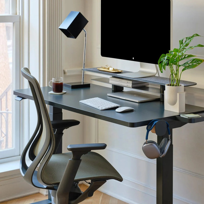 Duo Standing Desk, Charcoal, Charcoal, 47.3" H x 48" W x 24" D