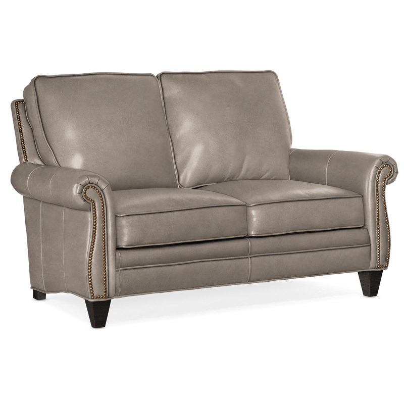 Reddish Leather Loveseat, Plantation, Anilina Hunter Genuine Leather, #9 French Natural