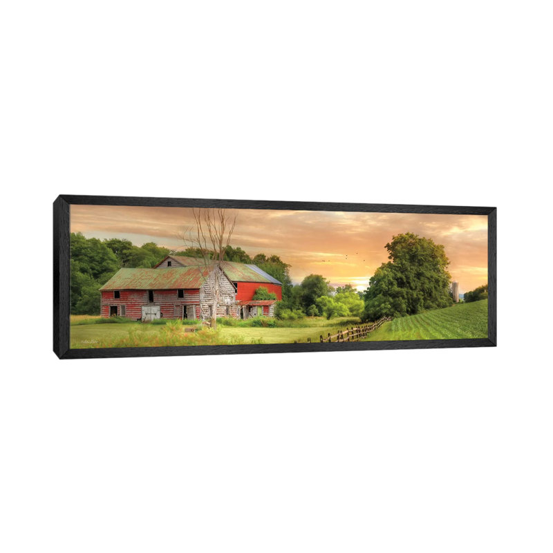 Greener Pastures by Lori Deiter - Panoramic Print on Canvas, 40.64cm H x 121.92cm W x 3.81cm D, Black Framed