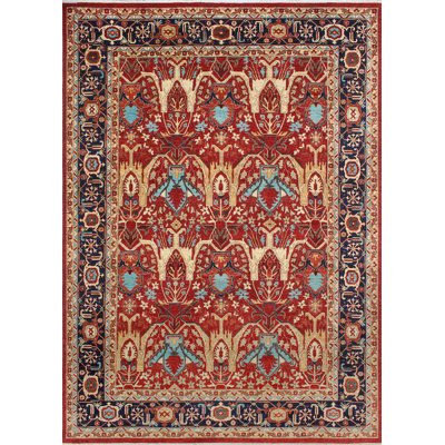 Tapis de zone en laine rouge/brun 9 pi 11 po x 13 pi 9 po one-of-kind-noué la main Jacque