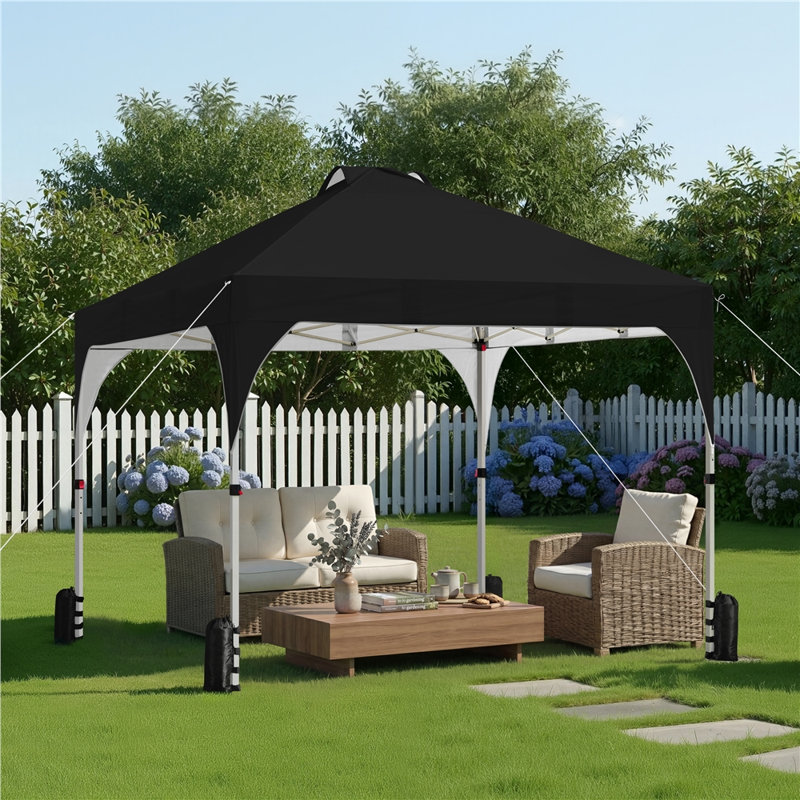2m x 2m Pop-up Canopy Tent with Roller Bag, Black