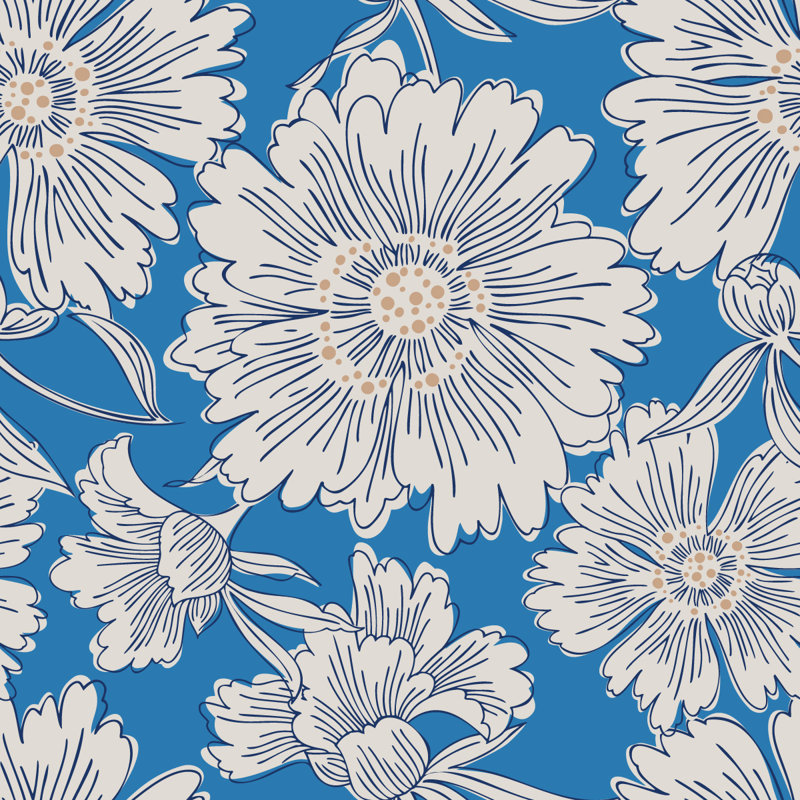 Peel & Stick Floral Tile, 2.08' W x 10.42' L