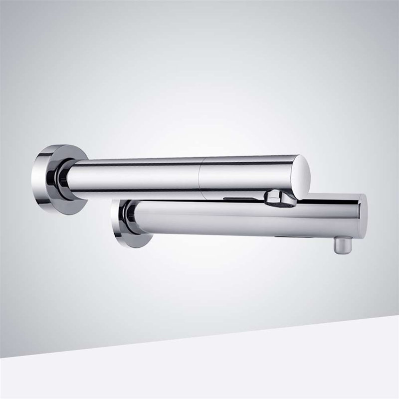 BathSelect Brushed Gold Commercial Wall-Mount Touchless Sensor Faucet – Hygienic, Durable, and Stylish, Chrome
