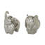 Ensemble de 2 éléphants en porcelaine argentés, 6 po, 7 po-1994526761