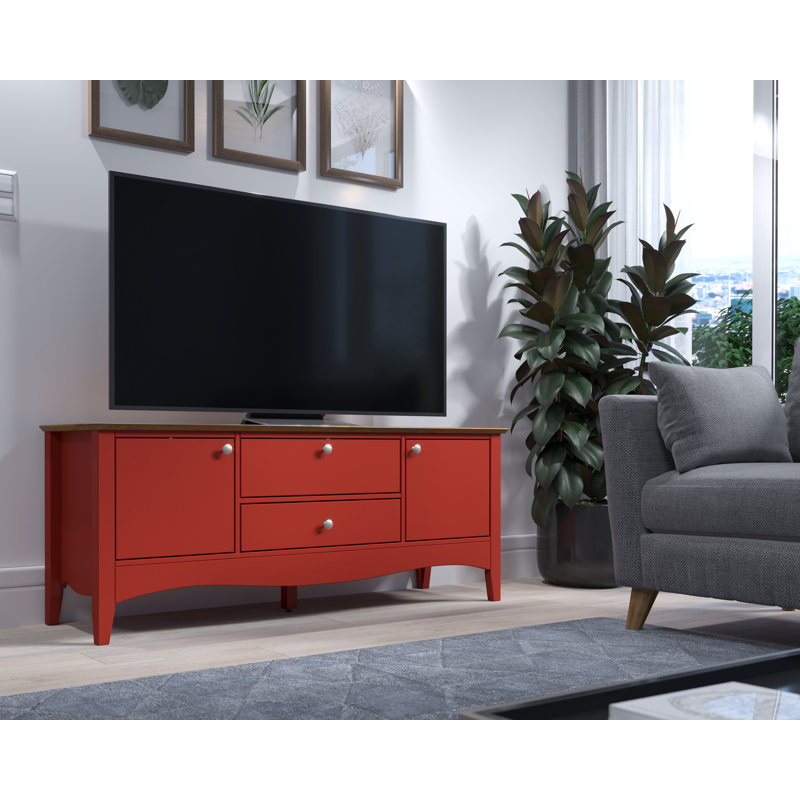 Delrick TV Stand, Red/Brown