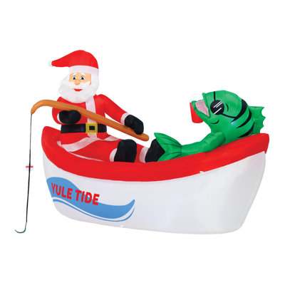 8 ft wide Fishing Santa in Boat