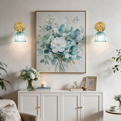 Ensemble de 2 appliques murales tulipe à piles avec télécommande et ampoule, intensité variable, sans fil et rechargeables (3 températures de couleur et 12 couleurs RVB) pour chambre, salon et couloir.