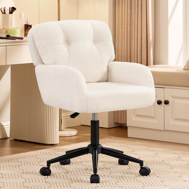 Chaise de bureau réglable pivotante pour meuble-lavabo, Beige