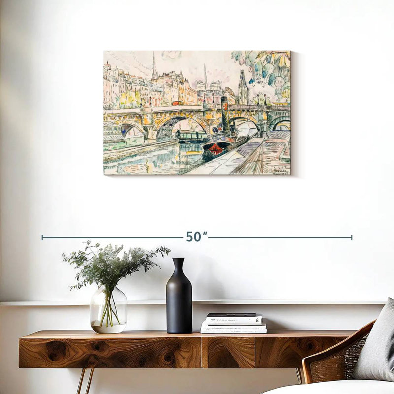 Remorqueur au Pont Neuf Paris, H 20 po x l 30 po