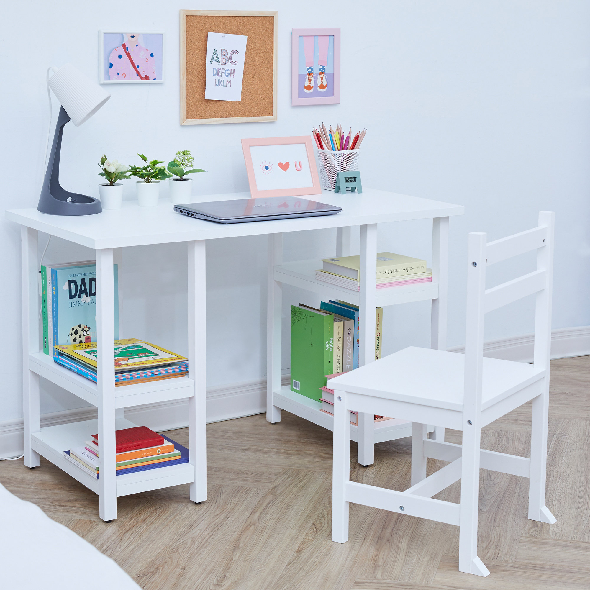 Teamson Kids Wooden 44.5cm W Writing Desk and Chair Set & Reviews ...