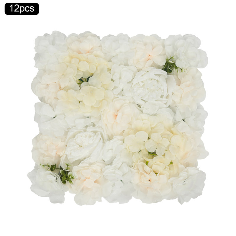Panneau mural fleur artificielle, 12, White, Light Champagne